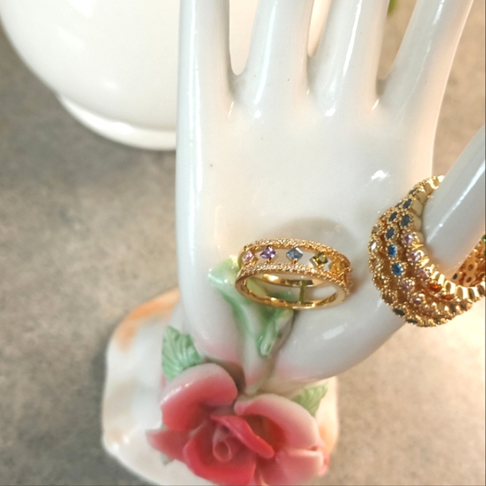 🌈New Rainbow CZ Ring & (2) Matching Rainbow CZ Bands (6)🌈 - Picture 13 of 14